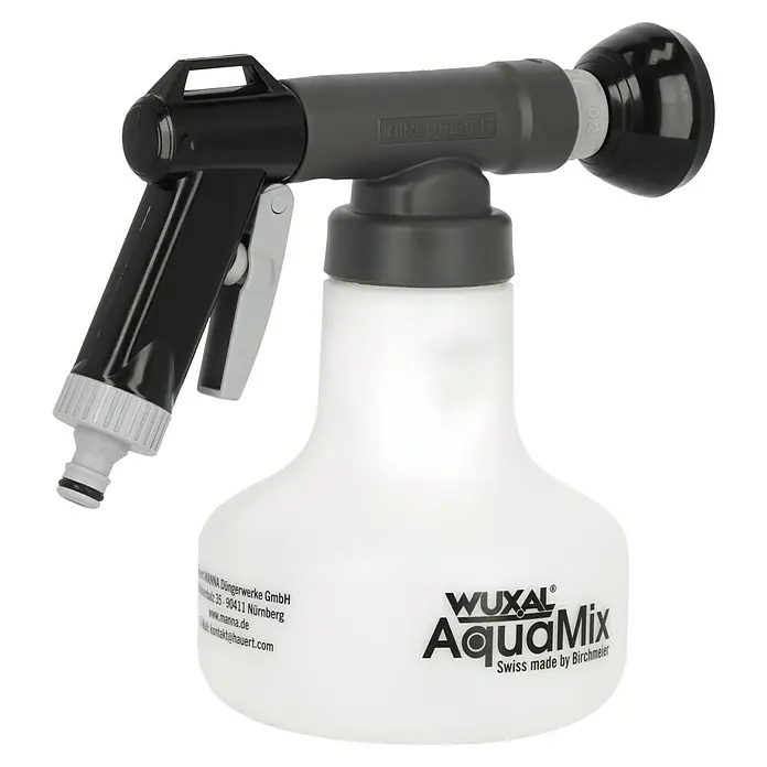 Wuxal Düngerbeimischgerät Aquamix - 1,25 l - Nahaufnahme eines Wuxal AquaMix Düngemittel-Sprühgeräts für den Garten, ideal für die präzise Ausbringung von Flüssigdünger.