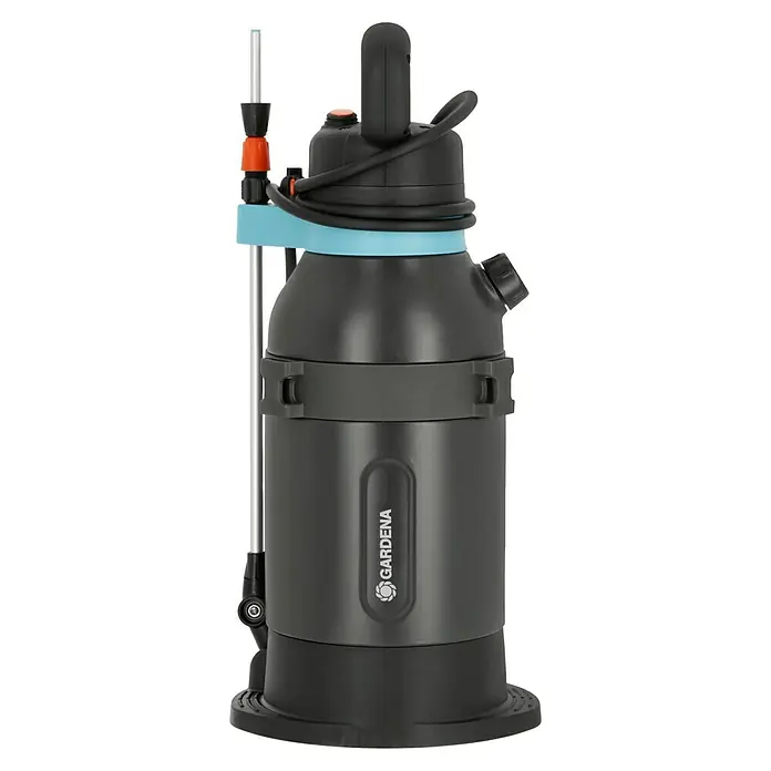 Gardena Drucksprüher Easy Pump - Füllmenge: 5 l - Eine schwarze Gardena Druckspritze für den Garten, ideal für Pflanzenpflege und Schädlingsbekämpfung im Außenbereich.