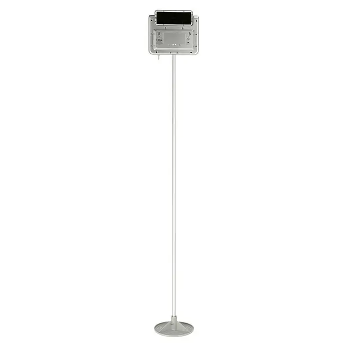 TFA Dostmann Gartenthermometer 'Avenue' Digital Solar - Digital, L x B x H: 1.145 x 40 x 175 mm, Silber - Freistehendes Desinfektionsmittel-Display mit silbernem Ständer und schwarzem Spender für eine hygienische Händedesinfektion.
