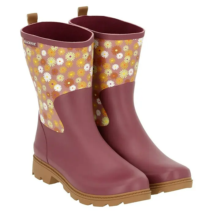 Black Fox Gummistiefel Lizia - Schuhgröße: 40, Rosa - Paar modische, rosafarbene BLACKFOX Gummistiefel mit Gänseblümchenmuster, ideal für stilvollen Schutz bei jedem Wetter. Robuste Sohle für sicheren Halt.