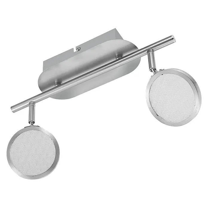 Tween Light Regleta LED Ganda - 6,6 W, L x An x Al: 315 x 90 x 190 mm, Níquel mate, Blanco cálido, 2 ud. - Lámpara de techo moderna con dos focos redondos en aspecto plateado. Ideal para salones o pasillos y proporciona una luz brillante y enfocada.