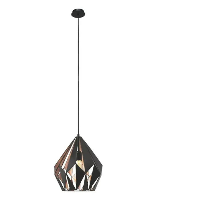 Eglo Carlton 1 Pendelleuchte rund - Höhe: 110 cm, Farbe Gehäuse: Kupfer/Schwarz - Elegante Pendelleuchte in geometrischem Design, ein stilvolles Highlight für jeden Raum.