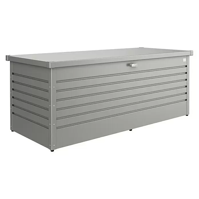 Biohort FreizeitBox Gartenbox FreizeitBox 180 - L x B x H: 181 x 79 x 71 cm, Quarzgrau, Stahl - Diagonale Ansicht