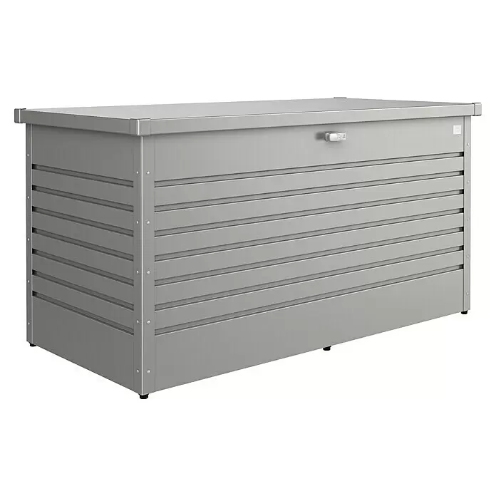 Biohort FreizeitBox Gartenbox FreizeitBox 160 - L x B x H: 160 x 79 x 83 cm, Quarzgrau, Stahl - Diagonale Ansicht