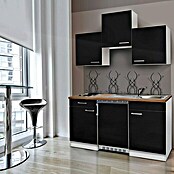 Respekta Single-keuken (Breedte: 150 cm, Met glaskeramische kookplaat, Zwart)