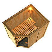 Karibu Systemsauna Carin (Mit 9 kW Saunaofen mit integrierter Steuerung, Ohne Dachkranz, 195 x 152 x 198 cm)