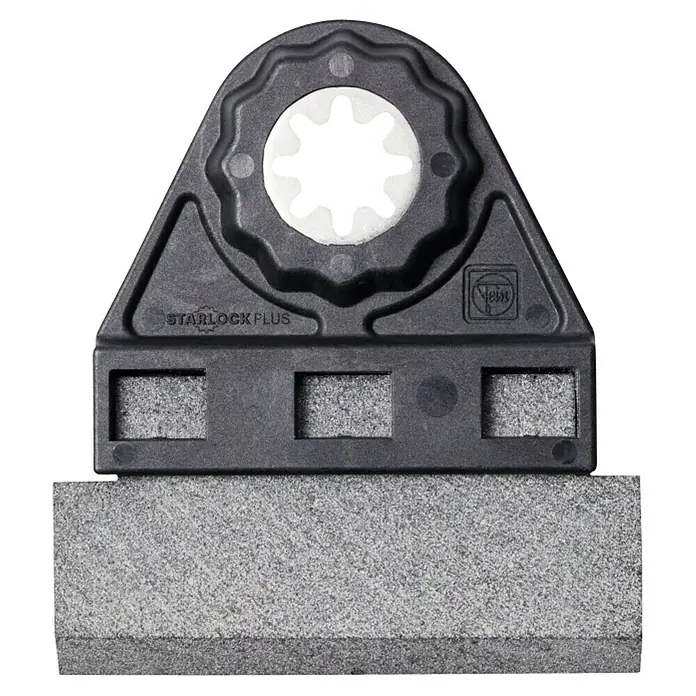 Fein Starlock Plus Fliesenfugen-Reinigungs-Set - 2 Stk., Geeignet für: Alle Fugenbreiten - Bild einer Fein Dreieck Schleifplatte Starlock Plus, ein unverzichtbares Zubehör für präzises Schleifen und Polieren.