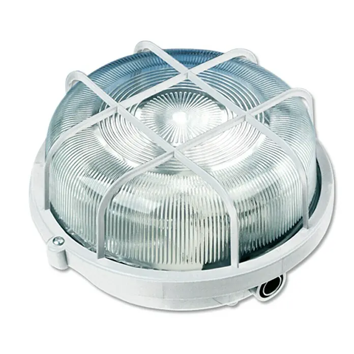 Ritter Leuchten LED-Wand- & Deckenleuchte rund - 7 W, Ø x H: 200 x 105 mm, Weiß, Warmweiß - Robuste runde Deckenleuchte mit transparentem Glas und weißem Schutzgitter für den Innen- und Außenbereich.