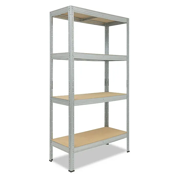 shelfplaza Schwerlastregal PRO - H x B x T: 155 x 45 x 50 cm, Traglast pro Boden: 200 kg, Stecken, verzinkt - Metallregal mit vier Ablagen aus Holz, ideal für Lagerung und Organisation. Robuste Konstruktion für hohe Belastbarkeit.