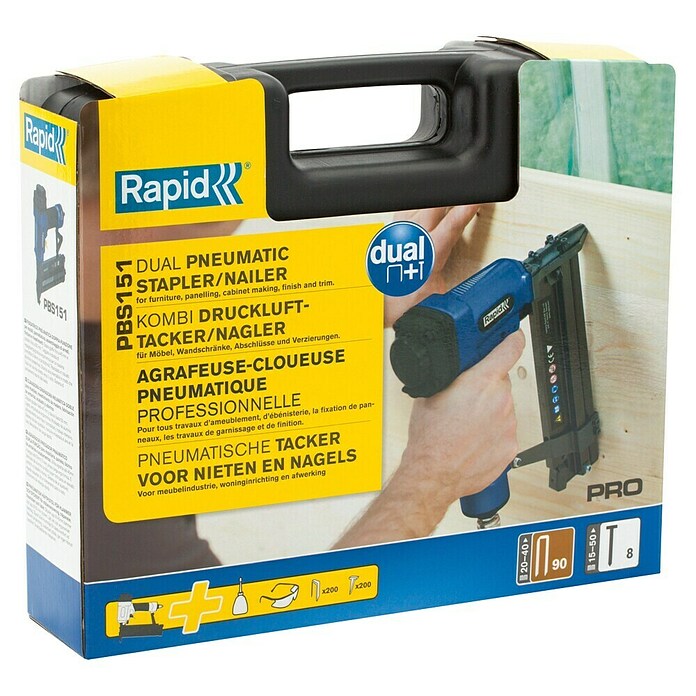 Rapid Kombidrucklufttacker AirTac PBS 151 (Länge Nagel: 15 - 50 mm, Geeignet für: Nageltyp 8, Pneumatisch)
