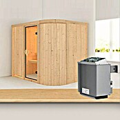 Karibu Systemsauna Titania 4 (Mit 9 kW Saunaofen mit integrierter Steuerung, Ohne Dachkranz, 170 x 231 x 198 cm)