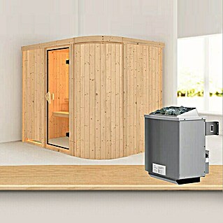 Karibu Elementsauna Titania 4 (Mit 9 kW Ofen mit integrierter Steuerung, Ohne Dachkranz, L x B x H: 231 x 170 x 192 cm)