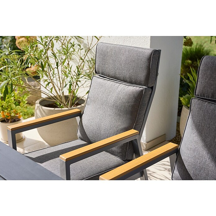 Sunfun Maja Vrtni pozicijski stol Deluxe  (Nastavljivo naslonjalo, Antracitne barve, Š x G x V: 60 x 78 x 105 cm) | 8350 - Stühle Textilen | ICAB - Sommermöbel Stühle | ICA - Sommermöbel | IC - Freizeit im Garten | I - Stadtgarten | BAUHAUS