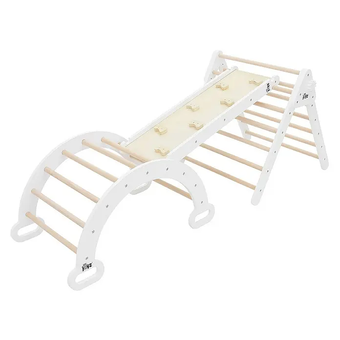 ECD Germany Kinderspielturm Kletterdreieck + Rutsche trainiert Gleichgewicht & Balance ab 2 Jahren - L x B x H: 188 x 72 x 70 cm, Braun - Ein Kletterdreieck mit Rampe und Bogenleiter, ideal für Kinder, um ihre motorischen Fähigkeiten spielerisch zu entwickeln. Das Set ist aus Holz gefertigt.