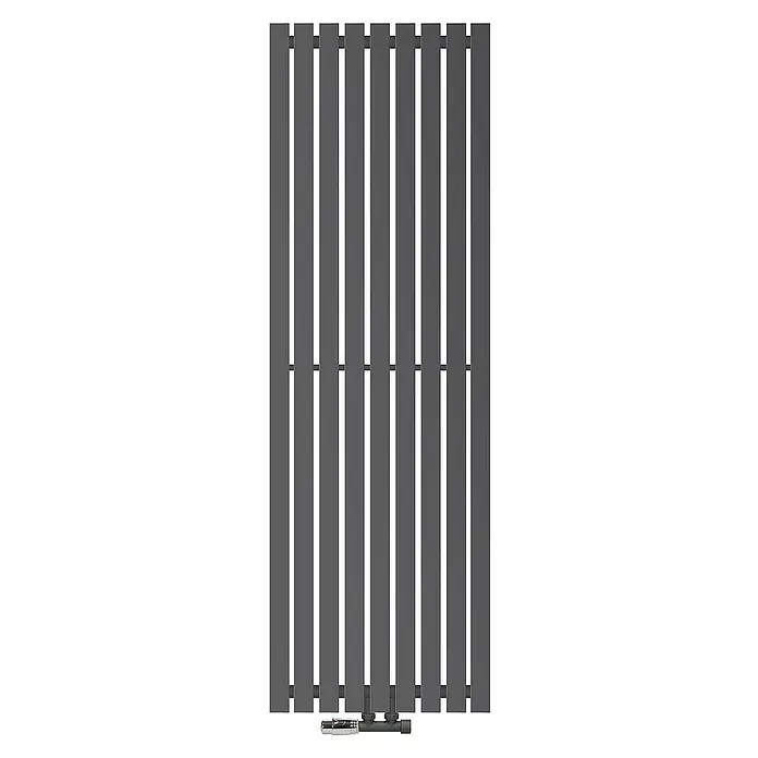 ECD Germany Badheizkörper Vertikal Paneelheizkörper Handtuchwärmer mit Eckform Thermostatventil - B x H: 48 x 140 cm, Anthrazit - Vertikaler Heizkörper in Anthrazit mit schlanken Paneelen und Thermostatventil für moderne Wärme.