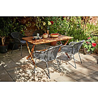 Sunfun Gartenmöbel-Set Diana/Sarah (5 -tlg., Stahl, Olefin, Akazie, Night Grey/Natur)