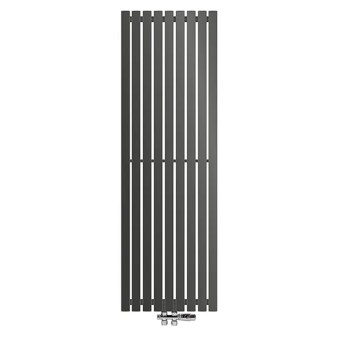ECD Germany Badheizkörper Vertikal Paneelheizkörper Handtuchwärmer mit Eckform Thermostatventil - B x H: 48 x 140 cm, Anthrazit - Ein moderner, anthrazitfarbener Heizkörper mit vertikalen Paneelen, ideal für stilvolle Raumheizung. Die klaren Linien passen perfekt in moderne Interieurs.
