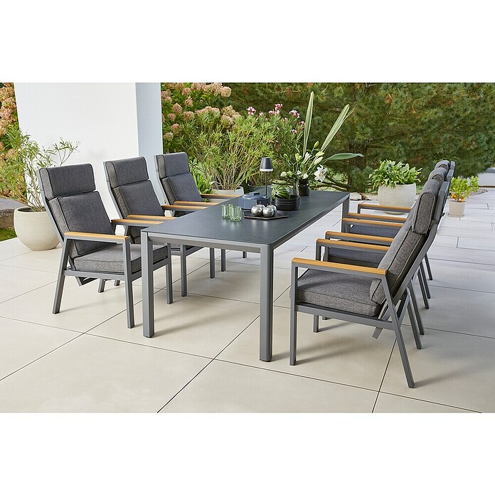 Sunfun Maja Gartenmöbel-Set (7 -tlg., Aluminium, Textil, Kunststoff, Night-Grey) | BAUHAUS