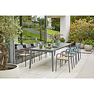 Sunfun Gartenmöbel-Set Solo/Gastro (9 -tlg., Aluminium, Sintered Stone, Stahl, Polywood, Night-Grey, Tischplatte ausziehbar)