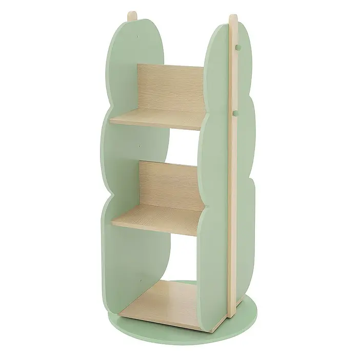 ECD Germany Holzregal Baum Bücherregal mit 5 Ablagen, 360° drehbar, MDF -  - Drehbarer Kinderbücherständer mit sanftgrünen Seitenwänden und hellem Holzregal, perfekt für jedes Kinderzimmer.
