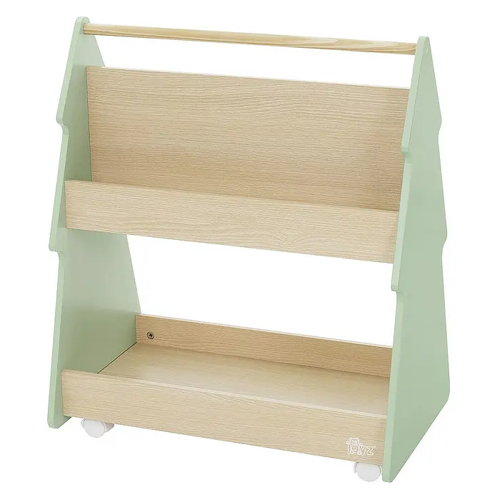 ECD Germany Holzregal Tanne Bücherregal mit 3 Ablagen & 4 Rollen MDF / Kiefer -  - Dieses Kinderbücherregal mit Rollen bietet eine praktische und stilvolle Aufbewahrungslösung für Kinderbücher und Spielzeug.