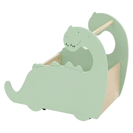 ECD Germany  Holzregal Dino Spielzeugkiste mit 4 Rollen ideal als Lauflernwagen MDF / Kiefe