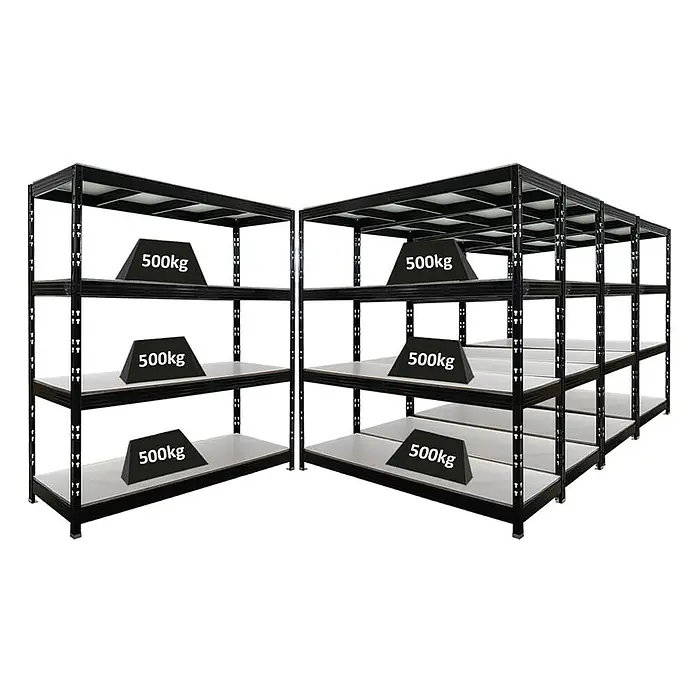 Proregal Schwerlastregal Mega Deal Profi RHINO - Traglast pro Boden: 500 kg, Anzahl Böden: 4 Stk., Stecken, Schwarz - Lagerregale aus Metall mit 500kg Belastung pro Ebene für schwere Lasten im Lager oder Keller.