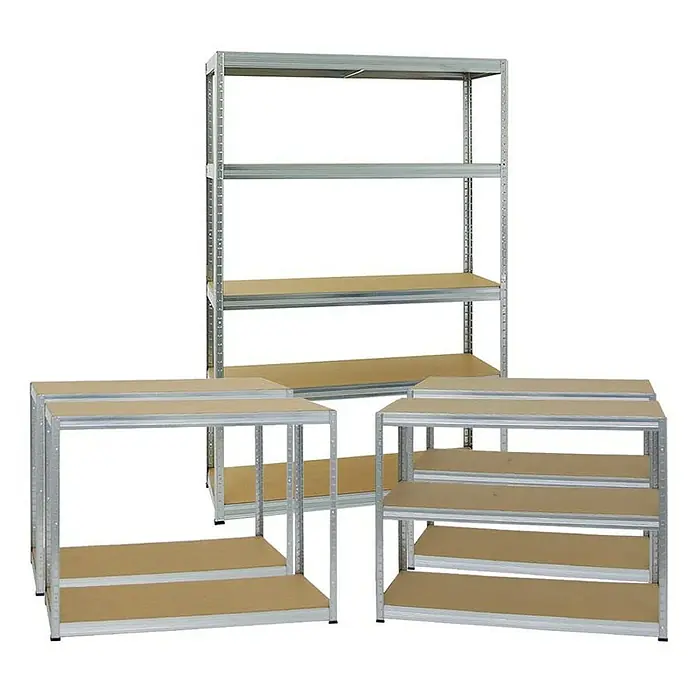 Proregal Schwerlastregal Mega Deal Big Elephant S - H x B x T: 180 x 120 x 45 cm, Traglast pro Boden: 250 kg, Anzahl Böden: 5 Stk., Stecken, Verzinkt - Mehrere Metallregale mit Holzregalböden, ideal für Lagerung und Organisation.
