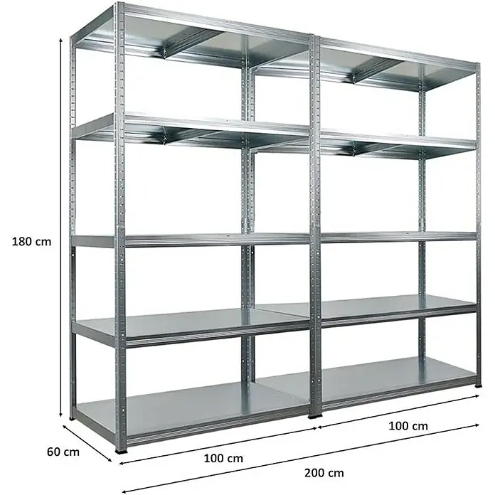 Proregal Metallregal Mega Deal Steel Eagle - Traglast pro Boden: 130 kg, Anzahl Böden: 5 Stk., Stecken, Verzinkt - Metallregal mit fünf Regalböden, ideal für Lagerung und Organisation in Werkstatt oder Lager.