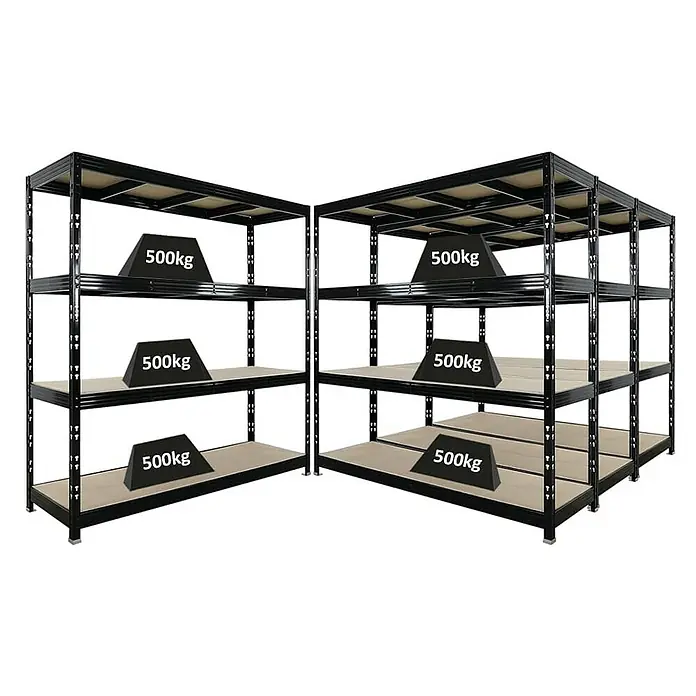Proregal Schwerlastregal Mega Deal Profi RHINO - H x B x T: 200 x 200 x 60 cm, Traglast pro Boden: 500 kg, Anzahl Böden: 4 Stk., Stecken, Schwarz - Schwerlastregal mit vier Ebenen und je 500kg Traglast pro Ebene. Ideal für Lager und Werkstatt zur optimalen Nutzung des Raumes.