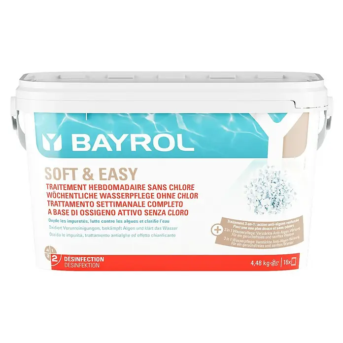Bayrol Sauerstoffgranulat Soft & Easy - 2,24 kg - Bayrol Soft & Easy für wöchentliche Schwimmbadwasserpflege ohne Chlor. Oxidiert Verunreinigungen und bekämpft Algen für sauberes Wasser.