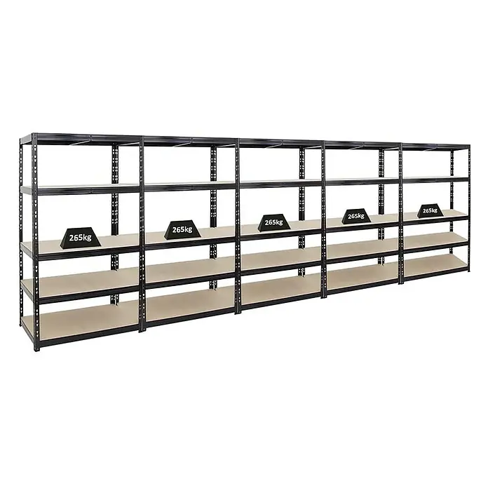 Proregal Schwerlastregal Mega Deal Tiger - H x B x T: 180 x 100 x 60 cm, Traglast pro Boden: 265 kg, Anzahl Böden: 5 Stk., Stecken, Verzinkt - Regale mit Gewichtsangabe, ideal für die Lagerung. Das robuste Design bietet viel Stauraum, perfekt für Garage oder Keller.