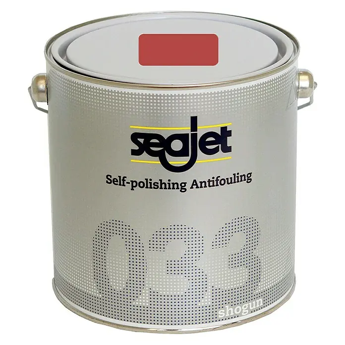 Seajet Selbstpolierendes Antifouling 033 Shogun - 750 ml, Rot - Ein Eimer Seajet "Self-polishing Antifouling" Bootsfarbe. Der Eimer ist silbern mit rotem Farbfeld und den Aufschriften.