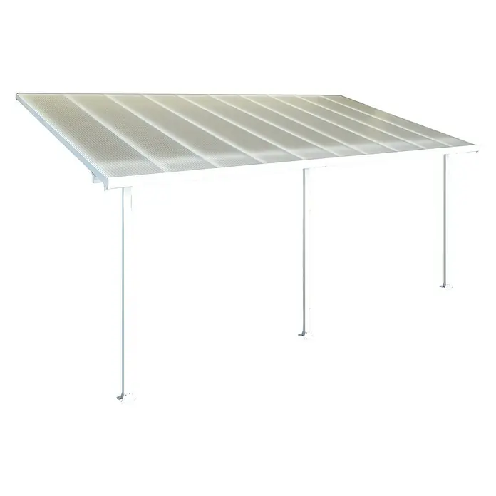 Solid Elements Terrassenüberdachung Martina - B x T: 610 x 300 cm, Verkehrsweiß, Polycarbonat, Transparent - Ein weißes Carport mit einem transparenten Dach, das Schutz vor Witterungseinflüssen bietet und gleichzeitig Licht durchlässt.