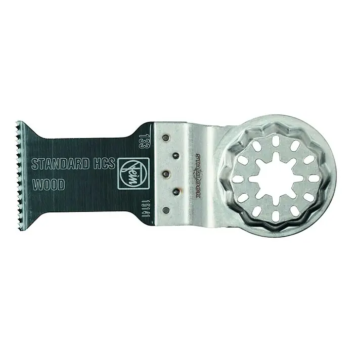 Fein Starlock Hoja de sierra E-Cut Standard - 50 x 35 mm, 3 ud. - Hoja de sierra oscilante Fein, modelo Standard HCS Wood para cortes precisos de madera. Montaje StarLock para cambios rápidos.