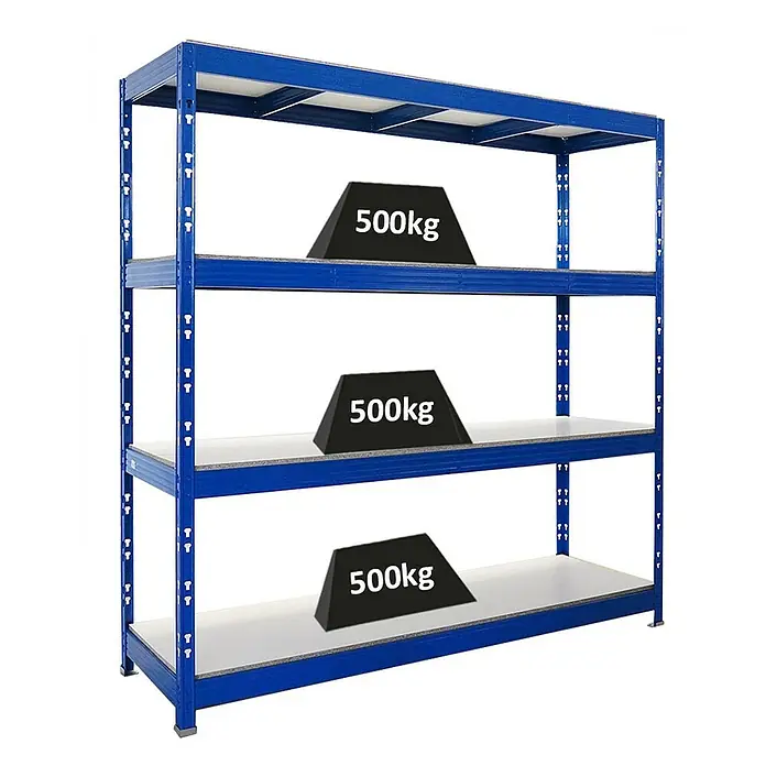 Proregal Schwerlastregal Profi RHINO - H x B x T: 200 x 200 x 60 cm, Traglast pro Boden: 500 kg, Anzahl Böden: 4 Stk., Stecken, Schwarz - Regal mit vier Ebenen und je 500kg Belastung, ideal für Lagerung und Organisation.