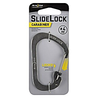 Nite Ize Karabinerhaken Slide Lock (7,9 x 5,2 cm, Edelstahl, Silber, Zugfestigkeit: 33 kg)