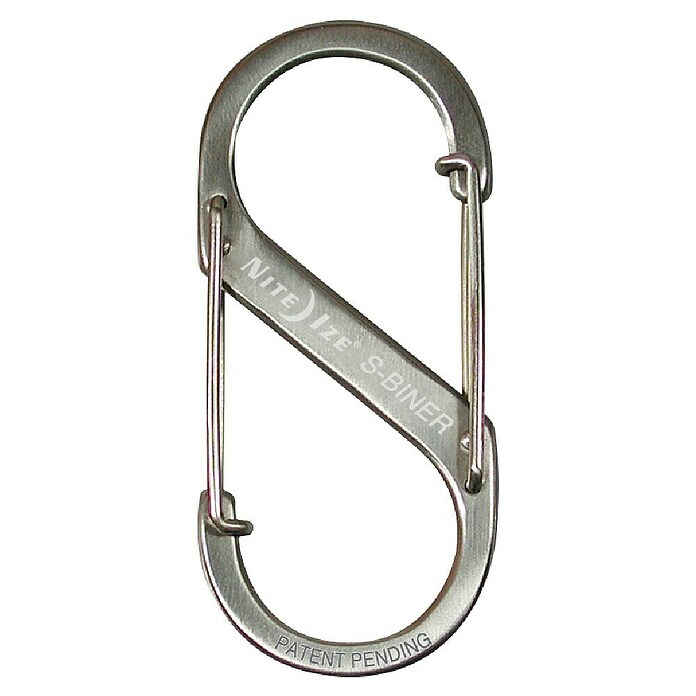 Nite Ize Doppelkarabiner (67 x 29 mm, Edelstahl, Silber, Zugfestigkeit: 11 kg)