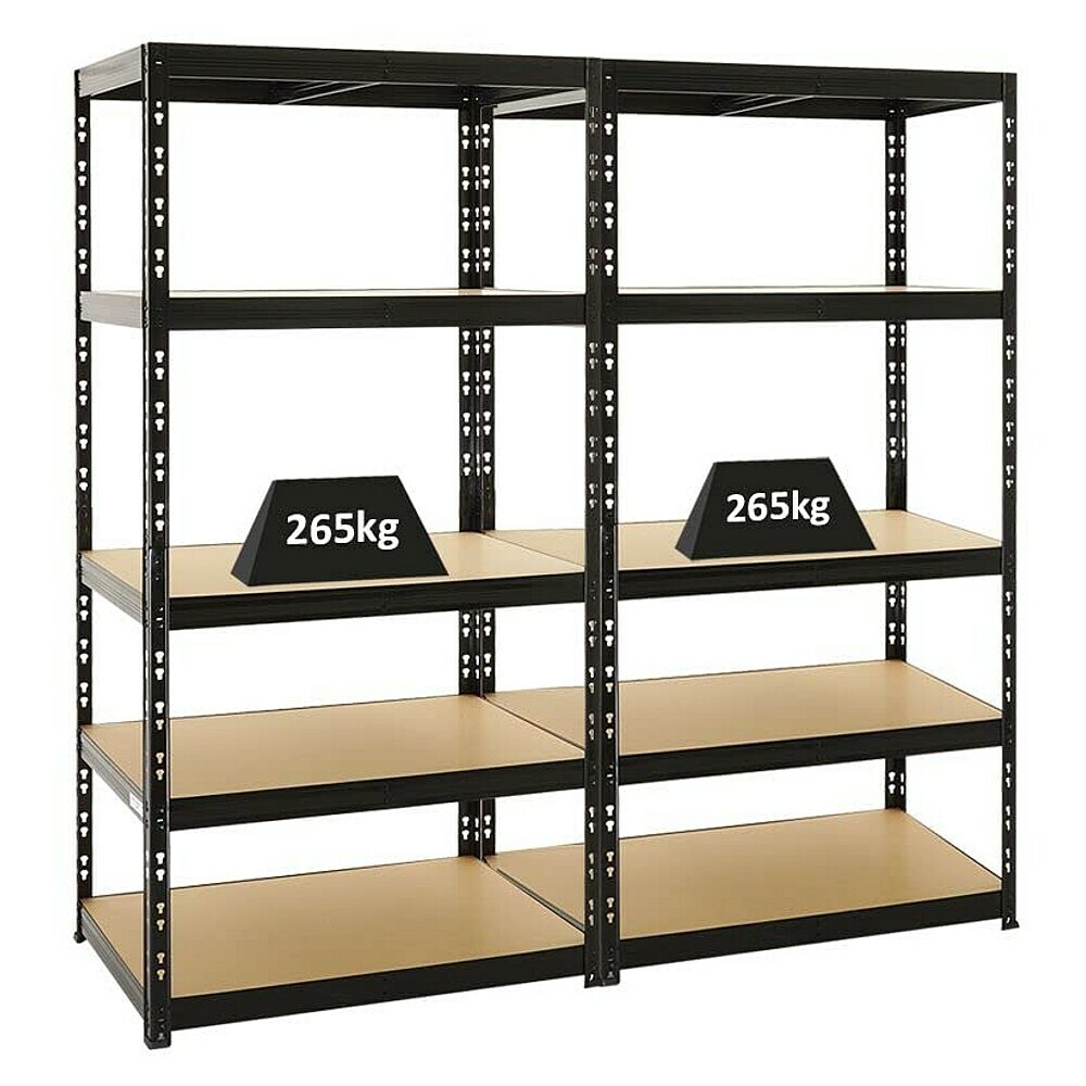 PROREGAL Mega Deal Tiger Scaffalatura Angolare + 2 Scaffali Pesanti 180x90x45 Cm, Portata 175-265 Kg Per Ripiano, 5 Ripiani In MDF, Blu - 4