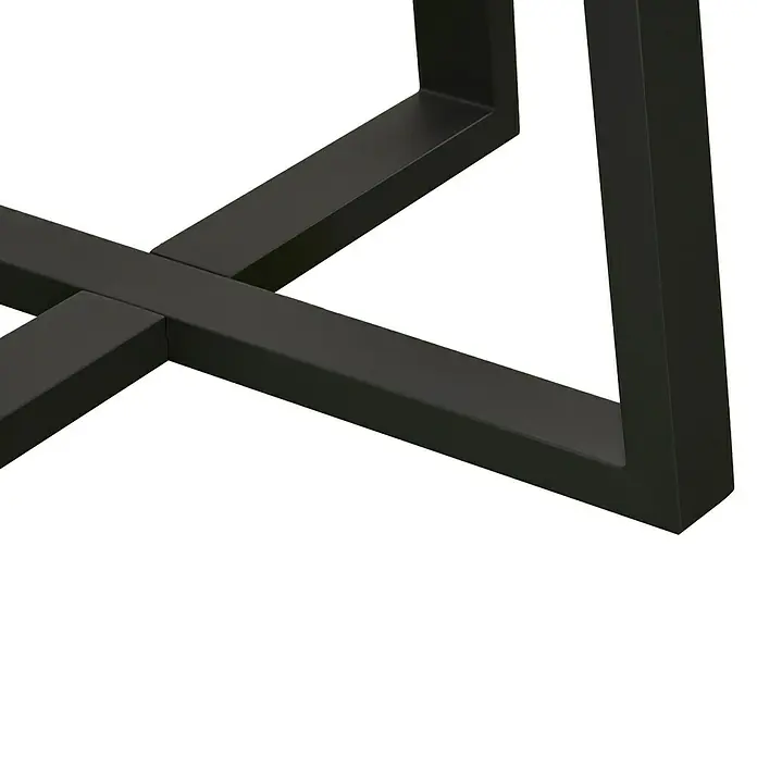 Sunfun Tischbein-Set Low-Dining - für Tischplatte ⌀ 150 cm, Höhe: 65 cm, Aluminium, Anthrazit - Detailaufnahme eines schwarzen Metalltischgestells mit X-förmiger Basis, das Stabilität und modernes Design vereint.\n