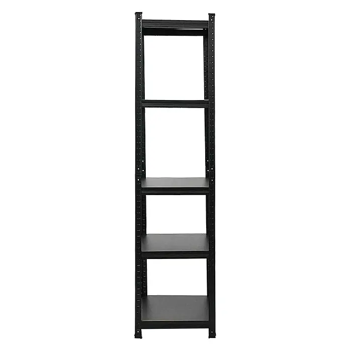Proregal Metallregal Mega Deal All Black Series Ragnar - H x B x T: 180 x 45 x 45 cm, Traglast pro Boden: 100 kg, Anzahl Böden: 5 Stk., Stecken, Schwarz - Schwarzes Regal mit vier Regalböden zur Aufbewahrung von Gegenständen. Ideal für Keller, Garage oder Abstellraum.