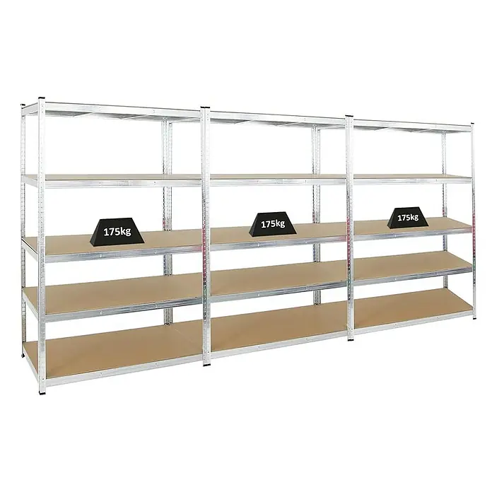 Proregal Schwerlastregal Mega Deal Ragnar - Traglast pro Boden: 175 kg, Anzahl Böden: 5 Stk., Stecken, Verzinkt - Regal mit drei Regalböden und einer Belastung von 175 kg. Das Schwerlastregal ist ideal für Lagerung im Keller, Werkstatt oder Garage.