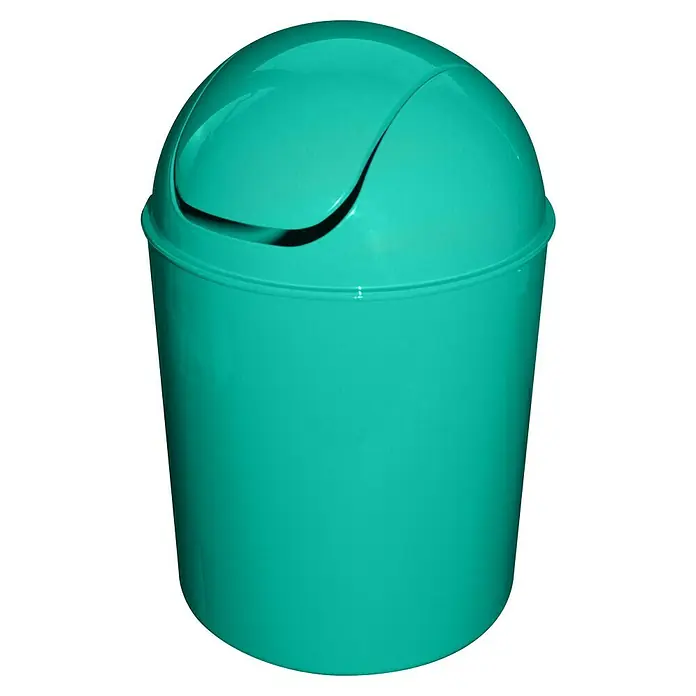 Schwingdeckeleimer Ice Cream - 5 l, Kunststoff, Türkis - Türkisblauer Schwingdeckeleimer für das Badezimmer, um kleine Abfälle zu entsorgen und für eine saubere Umgebung zu sorgen.