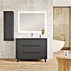 Mueble de lavabo Claire (L x An x Al: 45 x 80 x 81 cm, Antracita, 1 seno, empotrado, salida central, Número de cajones: 3 ud.) | BAUHAUS