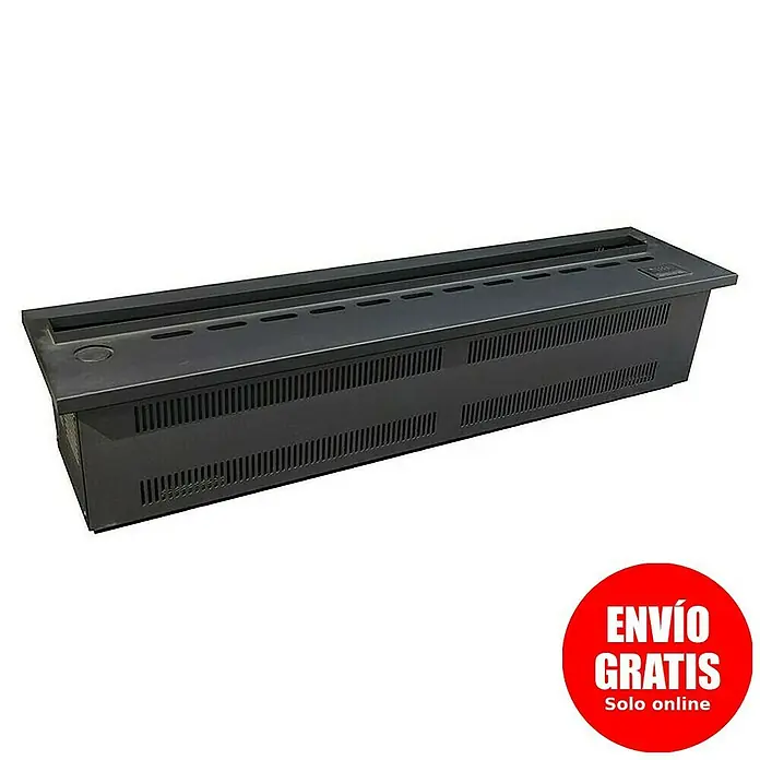 Purline Chimenea eléctrica Firecool Colors 100 - Negro, 100 cm - Un inserto de quemador de chimenea de bioetanol negro. El quemador es rectangular y tiene ranuras para las llamas.