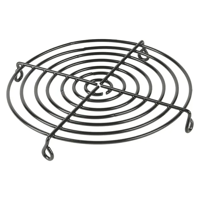 Air-Circle Schutzgitter - Passend für: Rohrradialventilator 150 - Schwarzer runder Lüftergrill aus Metall mit konzentrischen Kreisen und vier Stützstreben für optimalen Schutz.