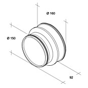 Air-Circle Wickelfalzrohr-Reduzierung (Durchmesser: 160 mm - 150 mm, Stahlblech)