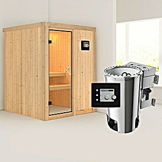 Karibu Elementsauna Minja (Mit 3,6 kW Bio-Ofen mit externer Steuerung, Ohne Dachkranz, L x B x H: 151 x 151 x 192 cm)