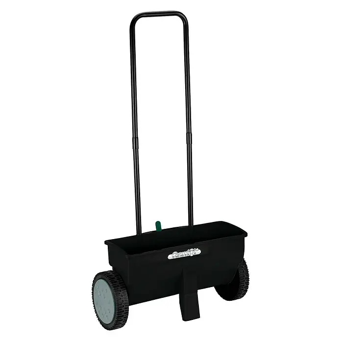 Gardol Carro esparcidor ST 451 - 12 l, Plástico - Esparcidor de semillas de césped negro con ruedas y mango ajustable para esparcir semillas o fertilizantes fácilmente.