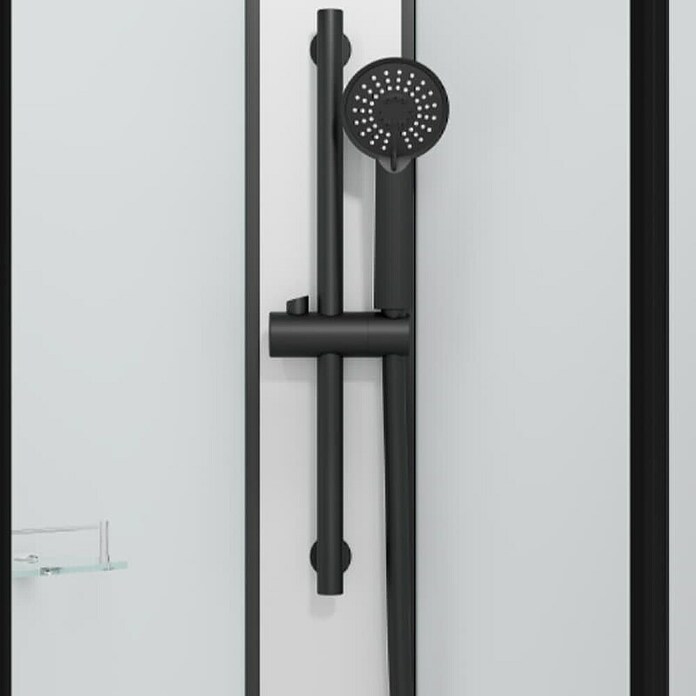 Sanotechnik Quickline Kompletni tuš Dallas  (90 x 90 x 210 cm, Bela/Črna, Upognjene oblike) | Kompletne tuš kabine | Tuš kabine | Tuširanje | Kopalnica in sanitarije | Izdelki | BAUHAUS